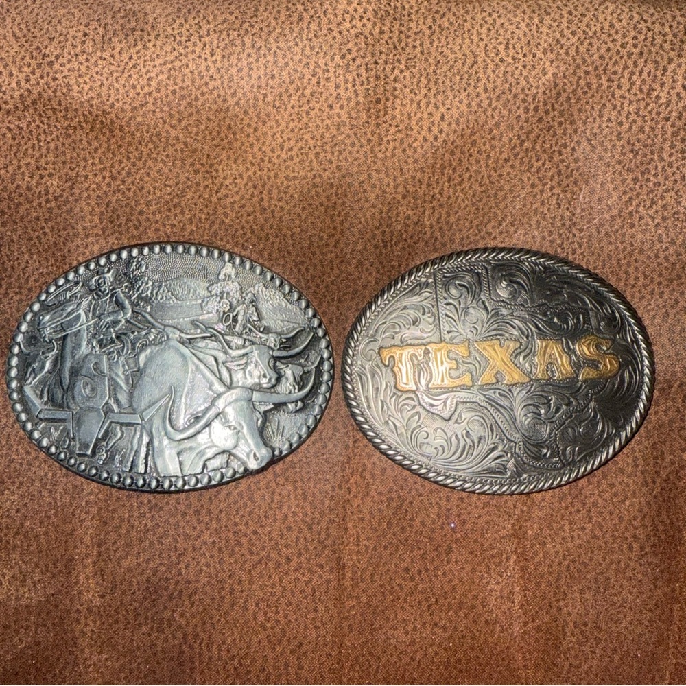 Silver and Gold Texas Belt Buckles